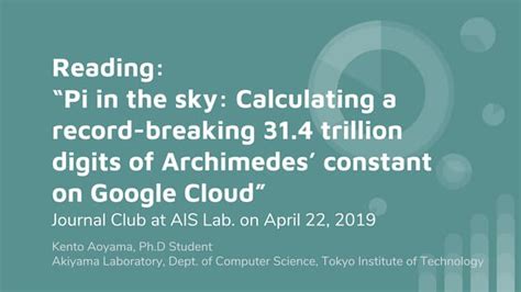 31.4 trillion digits of pi|Pi in the sky: Calculating a record.